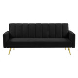 Levede Sofa Bed Convertible Velvet Lounge Recliner Couch Sleeper 3 Seater Black - Low Angle