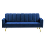 Levede Sofa Bed Convertible Velvet Lounge Recliner Couch Sleeper 3 Seater Blue - Low Angle