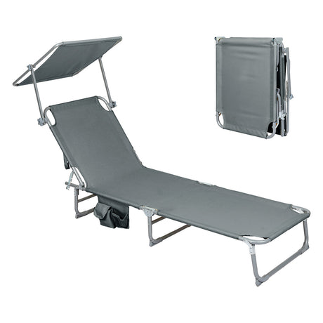 Levede Foldable Lounge Chairs with Canopy Grey-1954802422945812480