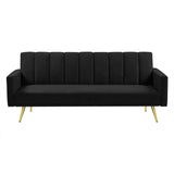 Levede Sofa Bed Convertible Velvet Lounge Recliner Couch Sleeper 3 Seater Black - Low Angle