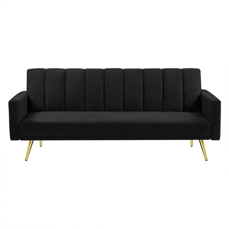 Levede Sofa Bed Convertible Velvet Lounge Recliner Couch Sleeper 3 Seater Black-1954802342197071872