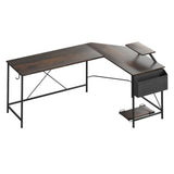 Levede Computer Desk Corner Desk Brown - Low Angle