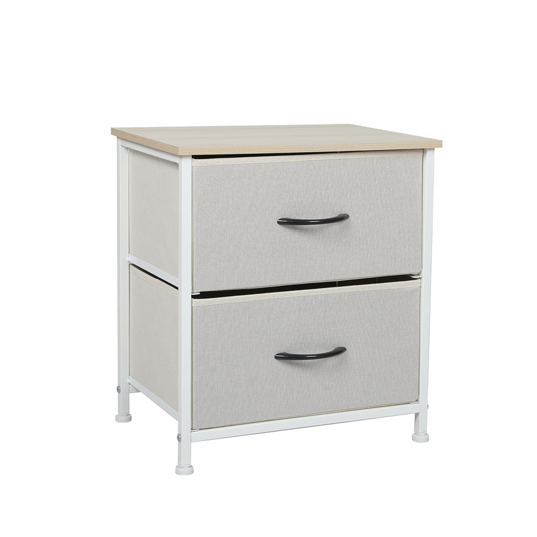 Levede Chest of 2 Drawers Bedside Table Beige-2006733263787397120