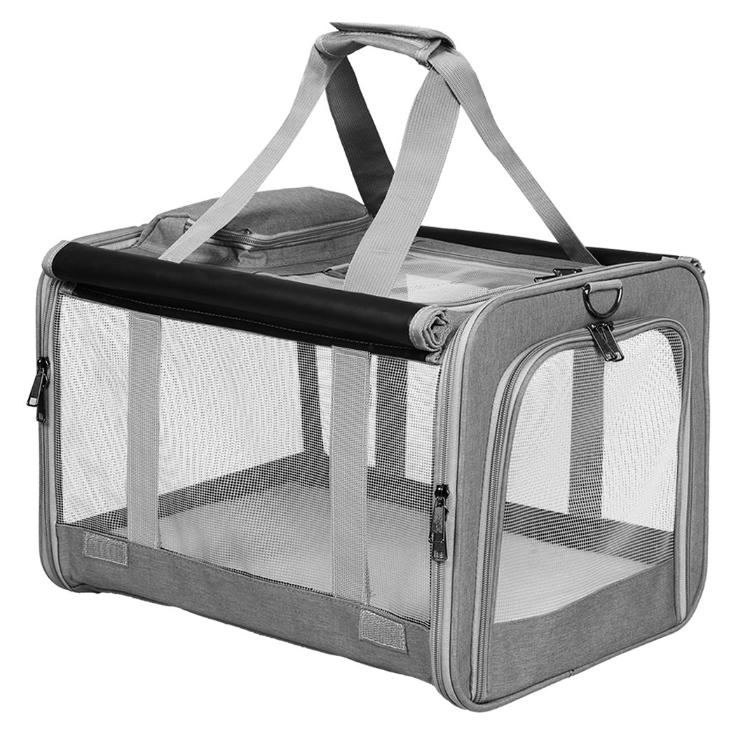 Pawz 3 in 1 Pet Soft Crate Dog Cat Carrier M Size Grey-2006732694888779776