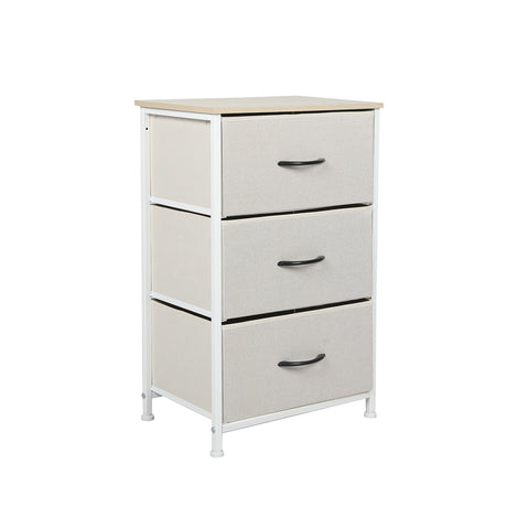 Levede Chest of 3 Drawers Bedside Table Beige-2006733263275692032