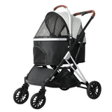 PaWz 4 Wheels Pet Stroller Dog Cat Pram - Low Angle