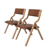 Levede 2x Dining Chairs Foldable PU Brown - Low Angle