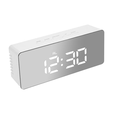 Alarm Clock Digital Led Mirror Desk Silver-2018816653667733504