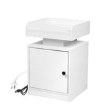 Levede Bedside Table USB Charger Outlet RGB White - Low Angle