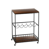 Levede Wooden Bar Cart Drinks Trolley 3 Tire - Low Angle