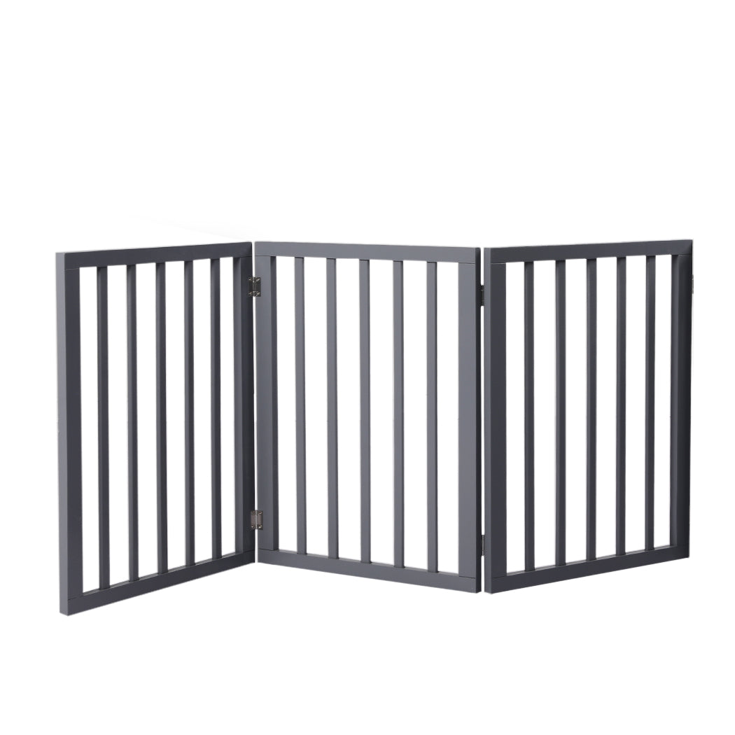 Wooden Pet Gate Dog Fence Retractable Grey 2000x 3MM-2006732963190018048