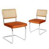 Levede 2xRattan Chair Dining Chairs Orange - Low Angle