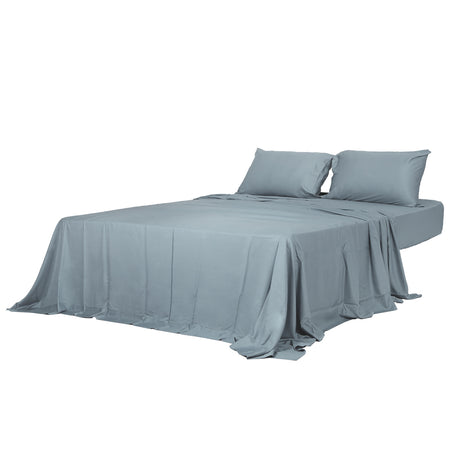 Dreamz 4pcs Double Size 100% Bamboo Bed Sheet Set in Grey Colour-1954802919064866816