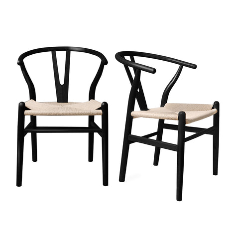Levede 2x Dining Chairs Wooden Hans Black-2018816937357873152