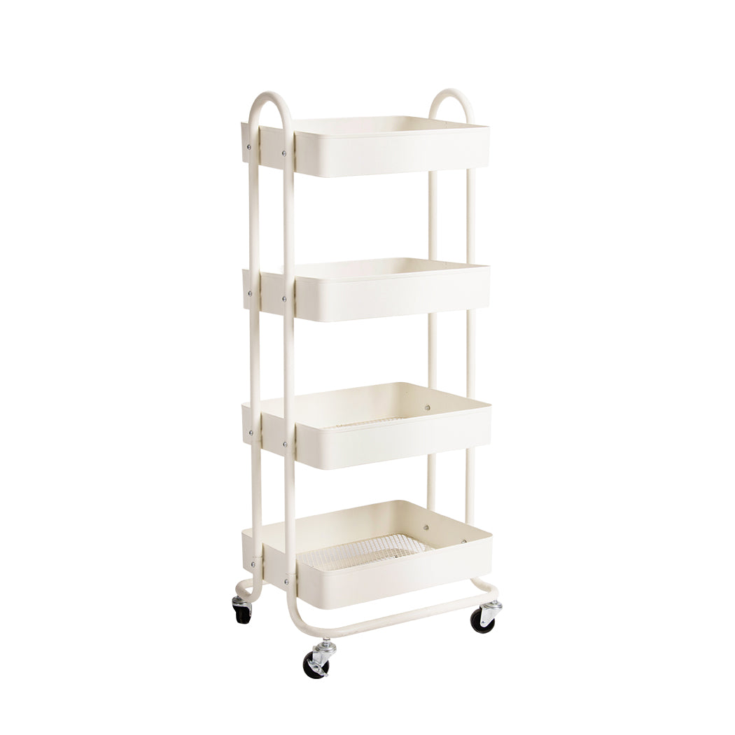 Levede 4 Tiers Kitchen Trolley Cart White-2006733175648292864