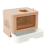 PaWz Foldable Cat Litter Box Tray Enclosed Pink - Low Angle