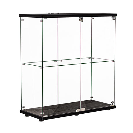Stacked Glass Display Cabinet Lockable Collections Storage 2 Tier Shelf 2 Door-2018816913244819456