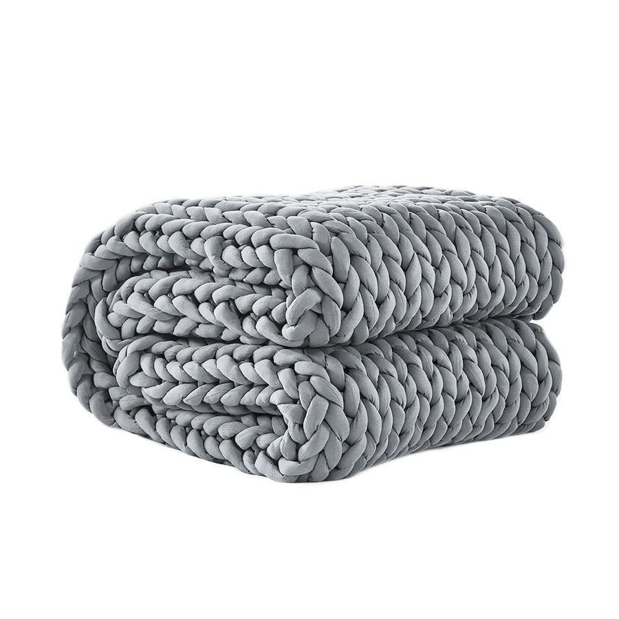Dreamz Knitted Weighted Blanket Chunky Grey Kids-2006733233017982976