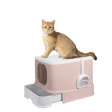 PaWz Cat Litter Box Fully Enclosed Kitty Coffee - Low Angle