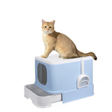 PaWz Cat Litter Box Fully Enclosed Kitty Blue - Close-Up Angle