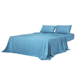 Dreamz 4pcs King Size 100% Bamboo Bed Sheet Set in Blue Colour - Low Angle