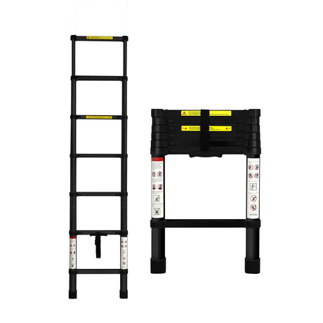 Traderight Multipurpose Aluminium Ladder Telescopic 2M Black 2 Meter-2006733179096010752
