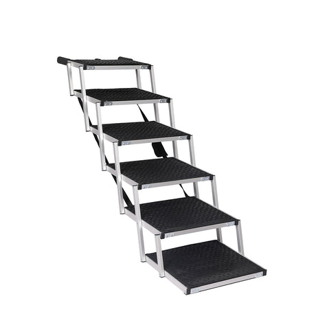 PaWz 6 Steps Dog Ramp Adjustable Height Black-2018816812736712704