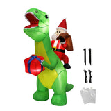 Santaco Christmas Inflatables Outdoor Santa Claus Riding Dinosaur Lights D?cor - Extra Image