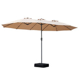 Centra 4.5M Double-sided Patio Umbrella Outdoor Umbrella Base Stand Khaki - Extra Image