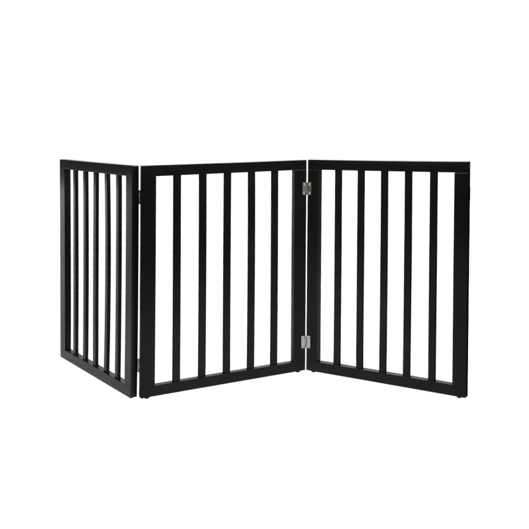 PaWz 3 Panels Wooden Pet Gate Dog Fence Black 139CM-2006732963022245888
