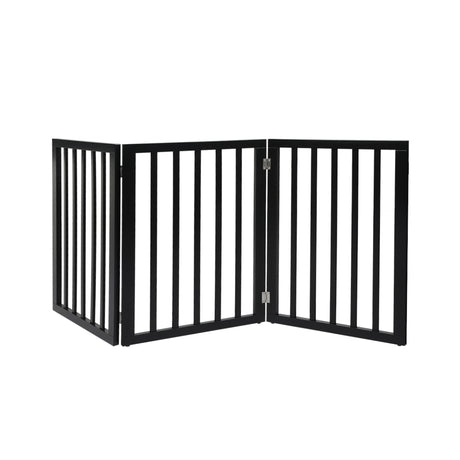 PaWz 3 Panels Wooden Pet Gate Dog Fence Black 139CM-2006732963022245888