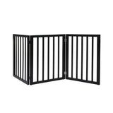PaWz 3 Panels Wooden Pet Gate Dog Fence Black 139CM - Low Angle