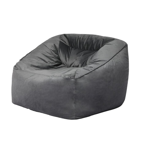 Marlow Bean Bag Chair Cover Soft Velvet Dark grey-2006733217914294272