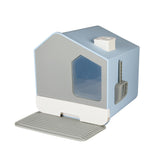 PaWz Fully Enclosed Cat Litter Box Mat Blue - Low Angle