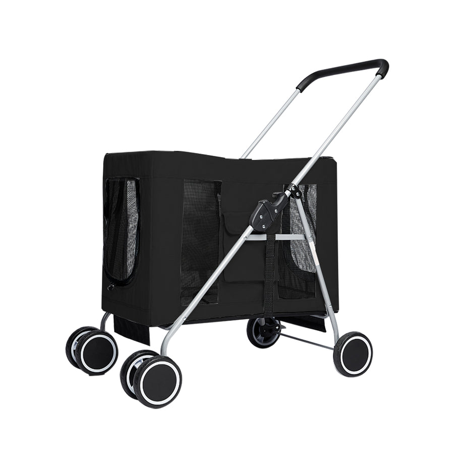 PaWz Pet Stroller Dog Cat Cage Carrier Black-2006733132585373696