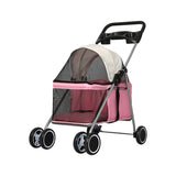 PaWz Pet Stroller Dog Cat Carrier Foldable Pink - Low Angle