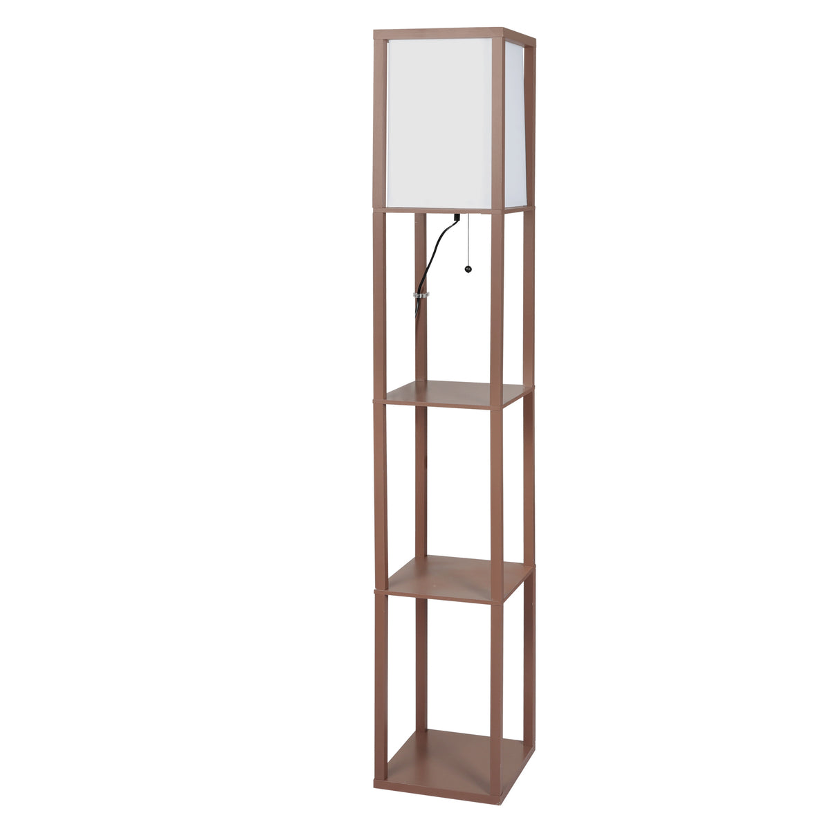 EMITTO LED Floor Lamp with Storage Shelf Brown-2006733078239776768