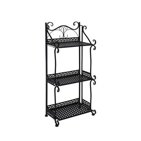 Levede Plant Stand 3 Tiers Outdoor Indoor Black-1954802667826057216