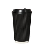 1000 Pcs 16oz Disposable Takeaway Coffee Black - Low Angle