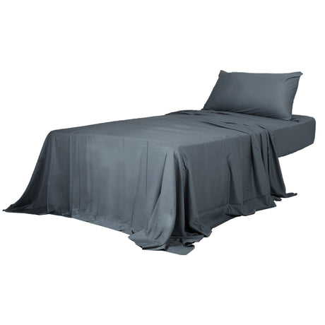 Dreamz 3pcs Sinigle Size 100% Bamboo Bed Sheet Set in Charcoal Colour Single-1954802921380122624