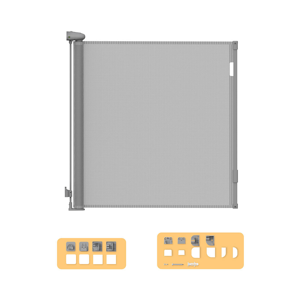 BoPeep Retractable Baby Safety Gates 150cm Grey 150 cm-2006733052298006528