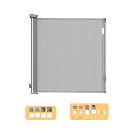 BoPeep Retractable Baby Safety Gates 150cm Grey 150 cm-2006733052298006528