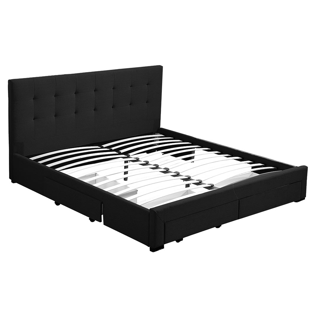 Levede Queen Bed Frame Fabric Tufted Dark Grey-2006733223215894528
