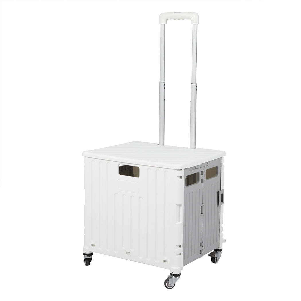 Folding Shopping Trolley Cart Portable Beige-1954802609462317056