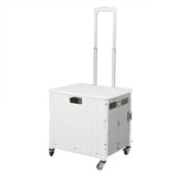 Folding Shopping Trolley Cart Portable Beige - Low Angle