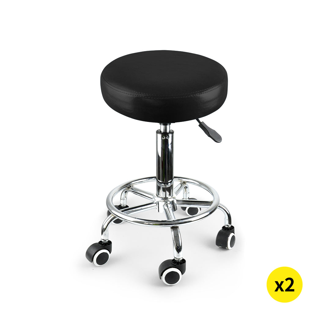2x Levede Swivel Salon Barstool Hairdressing Black-2018816797461057536