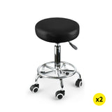 2x Levede Swivel Salon Barstool Hairdressing Black - Close-Up Angle