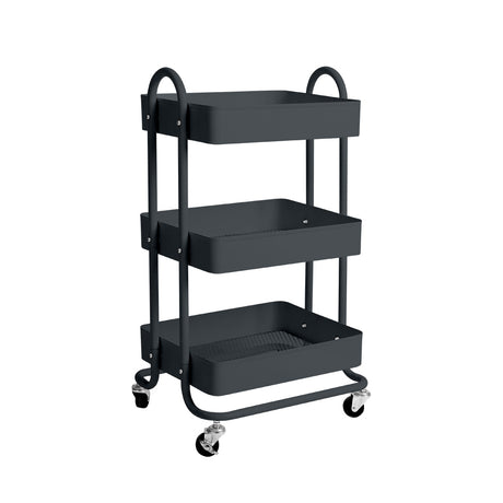 Levede 3 Tiers Kitchen Trolley Cart Grey-2018816738329759744