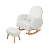 Levede Fleece Rocking Chair with footstool - Low Angle