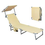 Levede Foldable Lounge Chairs with Canopy Khaki - Extra Image